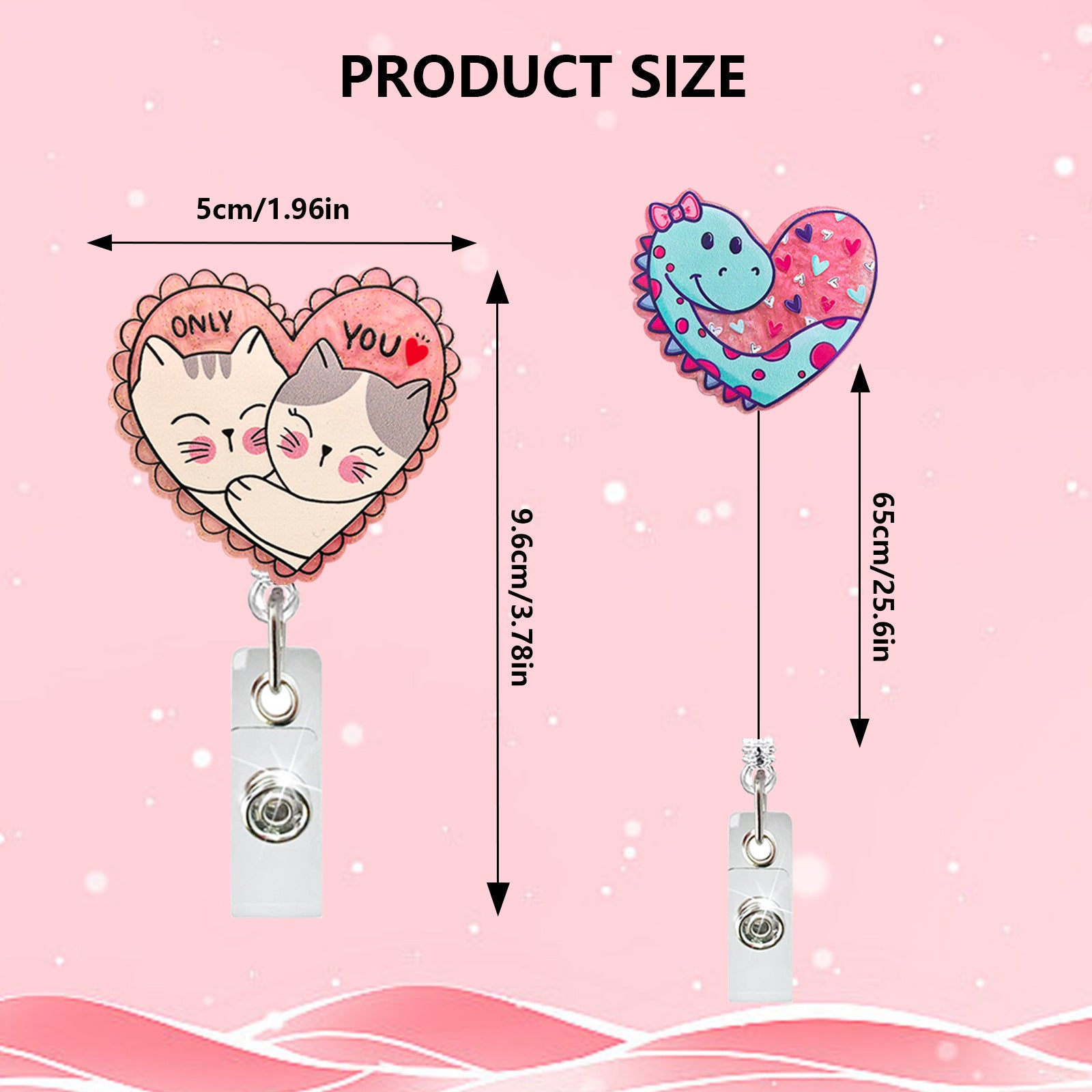 Wholesale New Acrylic Valentine' s Day Love Retractable Rotating Badge Reel Medical